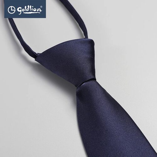 Goldlion/金利来男士纯色懒人拉链式免打韩版窄版商务正装领带6cm - 图0