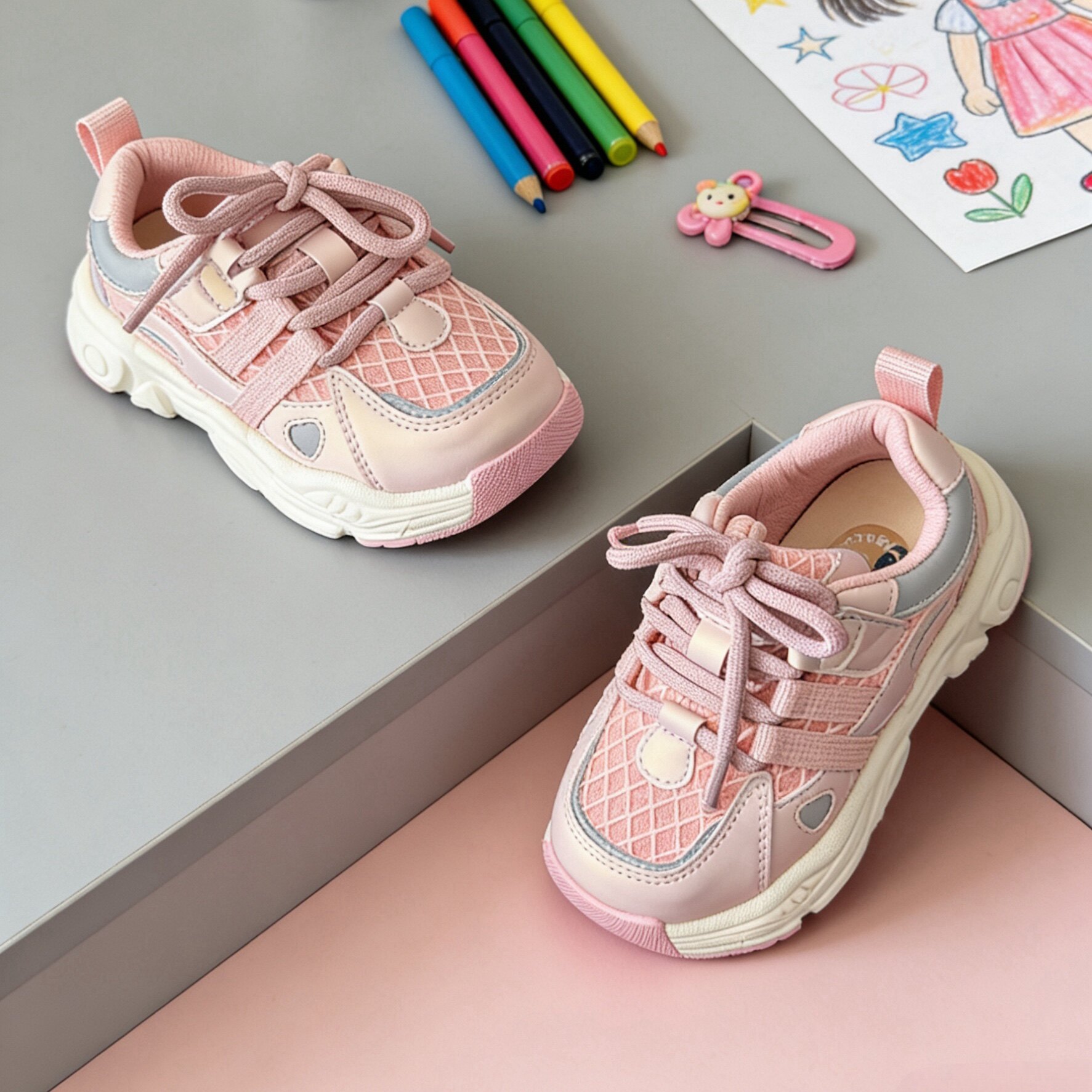 芭杜乐BADULE亮粉女童运动鞋魔术贴百搭时尚舒适轻便透气春秋童鞋 - 图3