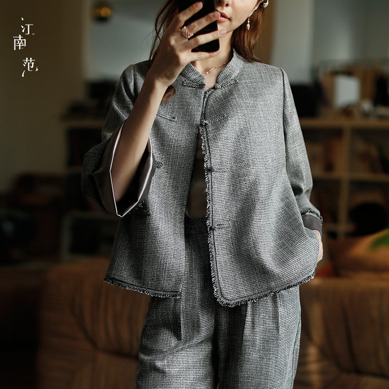 江南范新式改良外套秋冬短款旗袍 rojay上衣