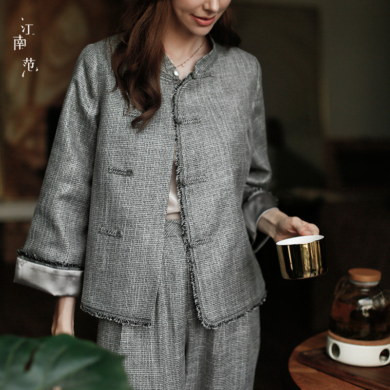 江南范新式改良外套秋冬短款旗袍 rojay上衣