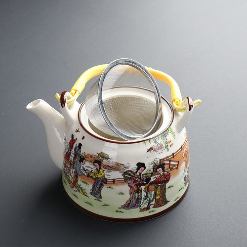 大容量陶瓷茶壶老式家用耐热提梁壶大号酒店复古饭店创意凉冷水壶 - 图2