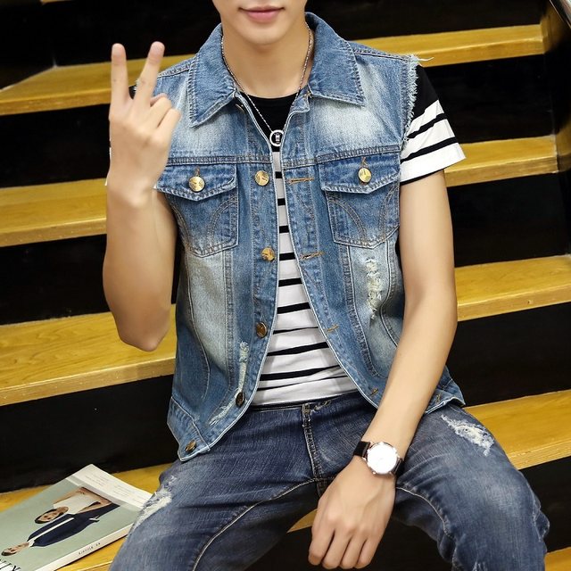 Korean style denim vest slim spring and autumn
