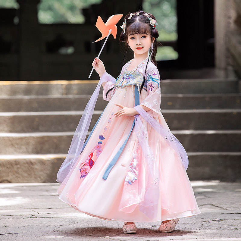 儿童汉服古装超仙夏季中国风夏樱花 柠溪民族服装/舞台装