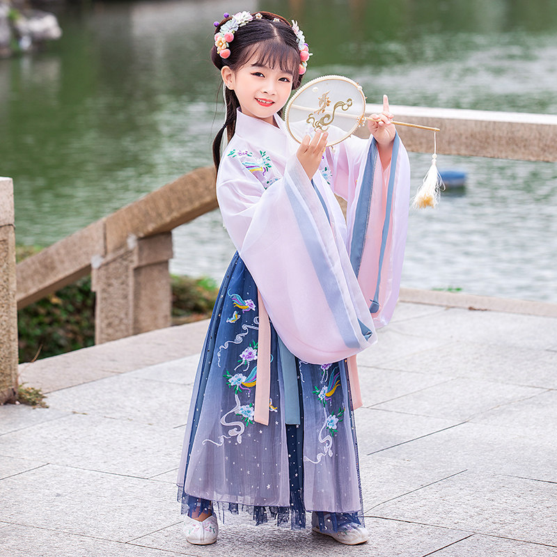 儿童女童古装冬季中国风超仙汉服 柠溪民族服装/舞台装