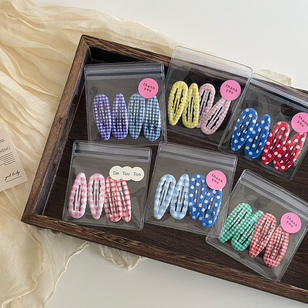 亮色可爱格子波点基础滴胶BB夹儿童碎发夹少女心水滴刘海夹侧边夹,淘宝优惠券,粉丝福利购,淘宝优惠卷