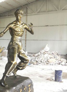 李小龙玻璃钢健身人物雕塑定制