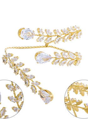 麦穗手镯女锆石个性手背链戒指一体欧美新娘婚礼配饰