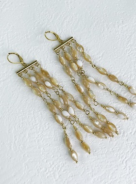 贝壳流苏串珠吊坠蜡绳项链多戴法女小众设计贝母流苏耳环