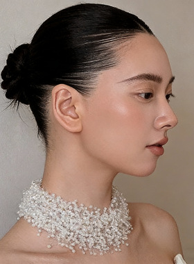 甜美氛围感多层珍珠项链女时尚夸张锁骨链气质设计感颈链潮