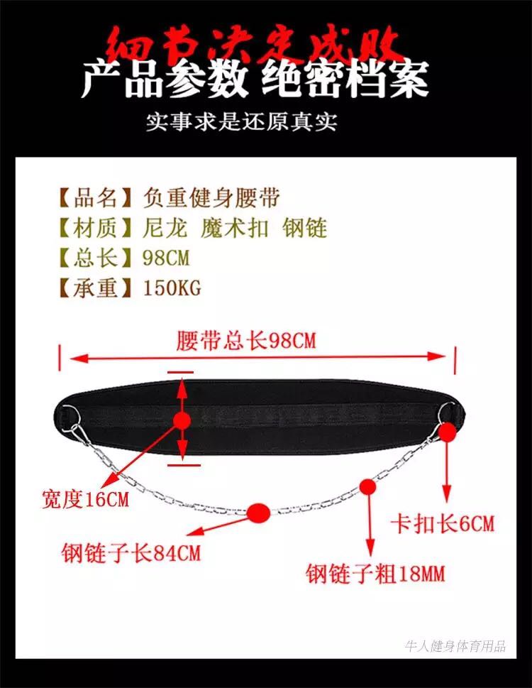 WRGD负重腰带单双杠引体向上臂屈伸杠铃片街头健身力量铁链扣腰带 - 图2