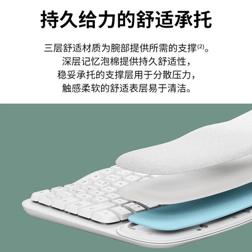 罗技Wave Keys无线键盘蓝牙人体工学带掌托办公舒适LIFT粉色鼠标 - 图2