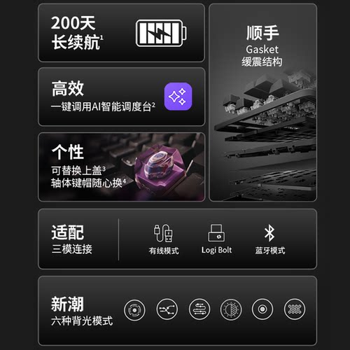 罗技K868无线机械键盘三模客制化笔记本台式电脑电竞游戏打字办公 - 图3