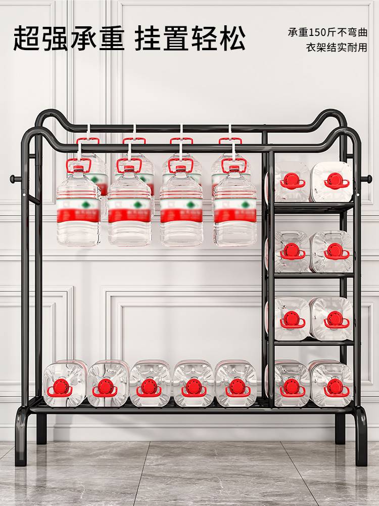 轻奢衣帽架落地卧室双杆网红晾衣架室内收纳置物架家用简易挂包架-图2
