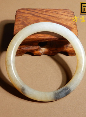 新疆和田玉糖青花唐三彩58mm手镯