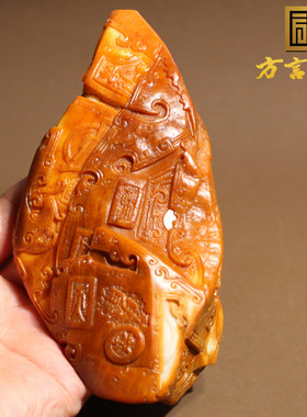 重量级方言和田玉精品特色新疆老熟黄沁黄玉籽料锦灰堆把件摆件A1