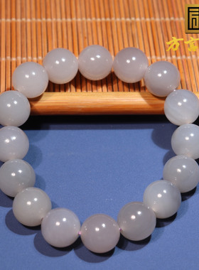 美美哒方言品牌和田玉佩戴青海老坑冰烟紫细润圆珠12mm手串手链O2