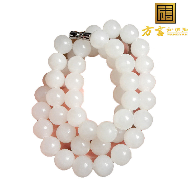 美美哒方言和田玉且末老坑料润细腻羊脂白玉圆珠10mm项链妈妈链A2,淘宝优惠券,粉丝福利购,淘宝优惠卷