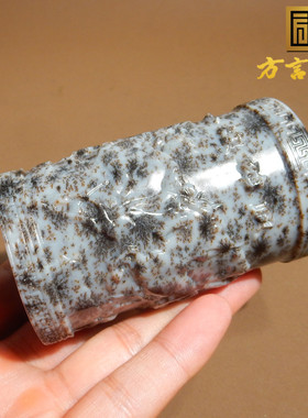 亏麻了方言和田玉精品巨漏青海细腻老坑料野牛沟桂花糕笔筒摆件w2