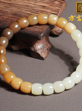 和田玉新疆油糯糖玉白玉渐变手串