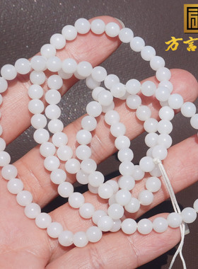 新疆油润细腻白玉山料项链手串