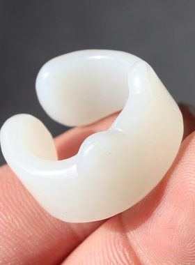 方言和田玉羊脂白玉17.5mm猫戒