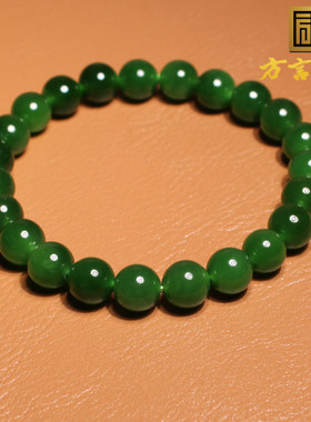 方言和田玉俄无结构辣绿碧玉手串