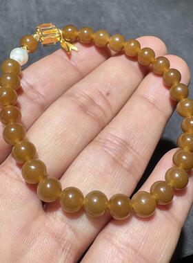 收藏级方言和田玉老熟新疆且末料油润细腻红糖6mm搭配珍珠手串S