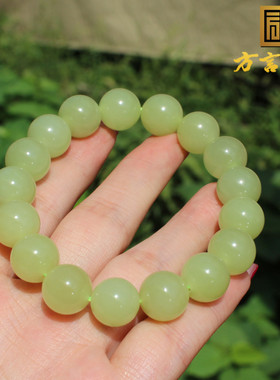 新疆若羌老坑料黄口12mm圆珠手链