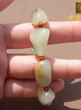 放漏方言和田玉新疆玉龙河温润老熟黄沁皮白玉籽料原石无修手串s2