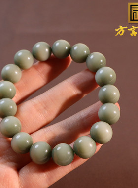 俄罗斯油润碧玉粉青12mm圆珠手串