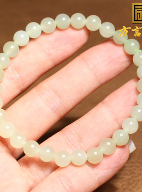 方言和田玉青海料细腻晴水色手串