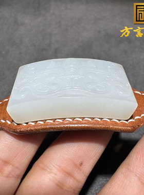 方言和田玉老熟新疆且末料高品高白羊脂玉大师工艺兽面守护手牌S