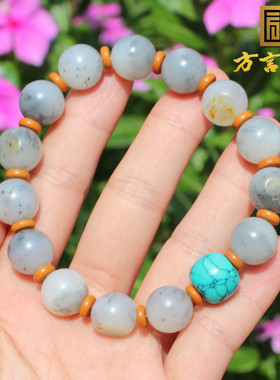新疆老熟挂金皮点墨青花籽料手串