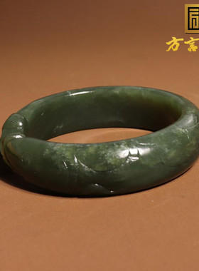 方言和田玉青海料湖水绿鱼手镯