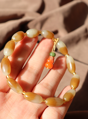 新疆且末糖白玉聚宝盆7m桶珠手链