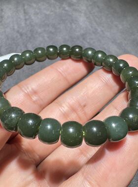 放漏方言新疆和田玉老坑且末蓝调油润细腻卡8mm老型珠手串手链S6