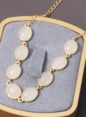 方言和田玉青海料白玉银镶玉手链