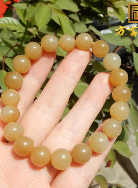 新疆且末糖白玉10mm圆珠小众手串