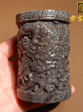 嗨了方言和田玉精品级青海细腻油润老坑料野牛沟桂花糕笔筒摆件w2