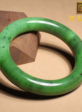 血亏方言特色精品俄料老坑碧玉辣绿色高油润内径54mm圆条手镯A5