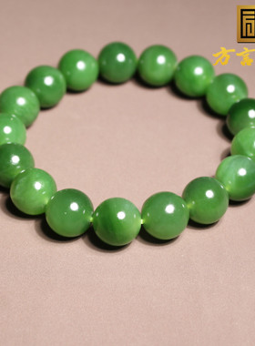 方言和田玉俄料阳绿微猫碧玉手串