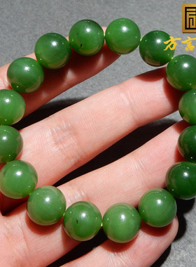 方言和田玉俄料碧玉手串阳绿油润