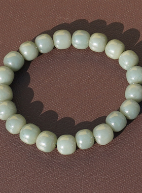 方言和田玉且末料粉青瓷白色手串