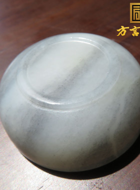 爆火方言和田玉精品放巨漏新疆玉龙河细腻青花籽料碗手把件摆件w2
