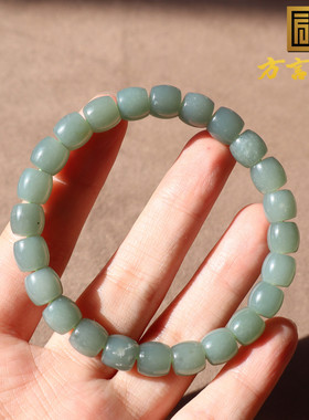 新疆蓝玉籽老料卡8mm直切珠手串