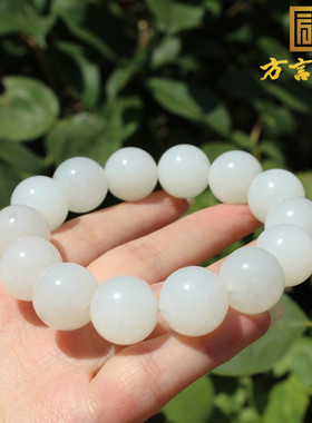 俄罗斯老料羊脂白玉16mm圆珠手串