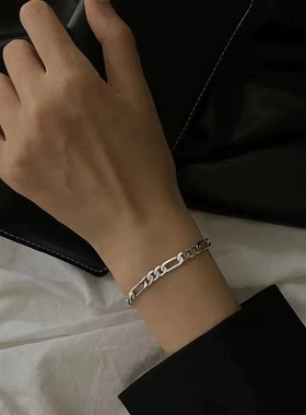 钛钢水洗不掉色嘻哈古巴手链男士潮酷女生个性简约ins冷淡风手饰