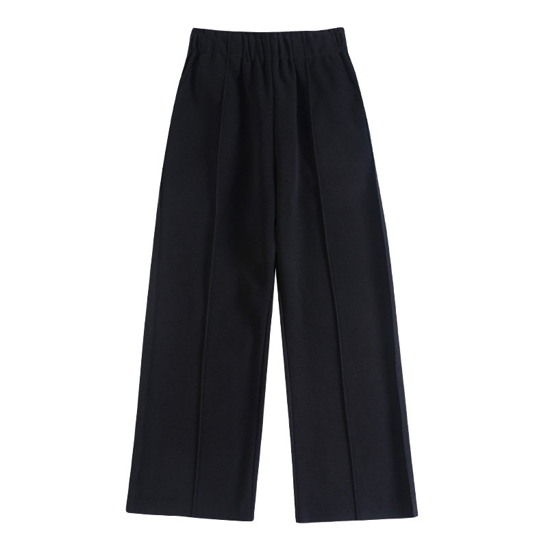 毛呢阔腿裤秋冬黑色宽松休闲裤子 玮岚国际休闲裤