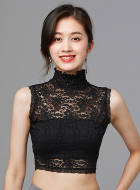 lrxn立领假领子女百搭蕾丝黑白色