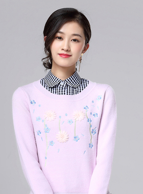 韩版娃娃假领子女衬衫秋冬装饰假领黑白格子衬衣假衣领棉毛衣领子